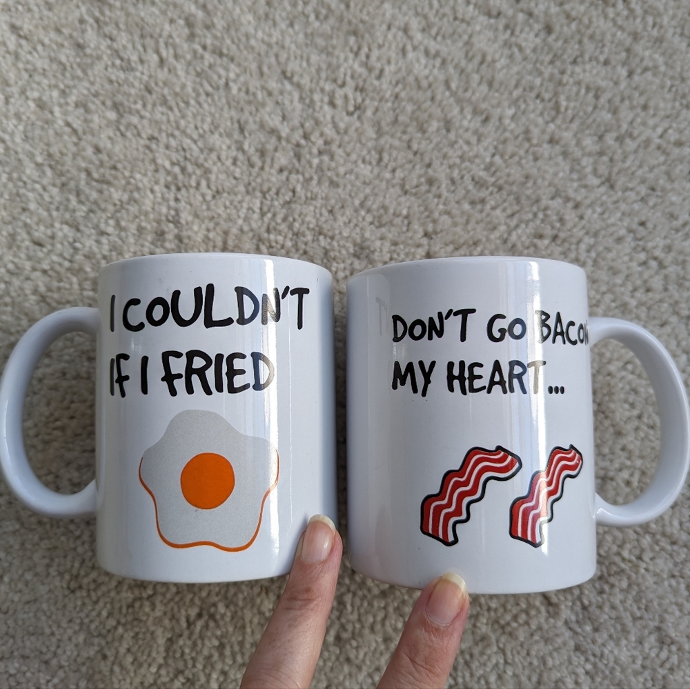 Two Twin Breakfast Mugs - Egg 🥚 & Bacon 🥓